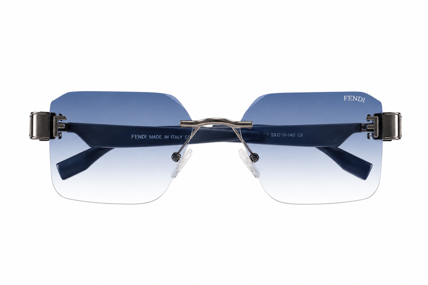 Modern Rimless Elegance with Gradient Blue Lenses