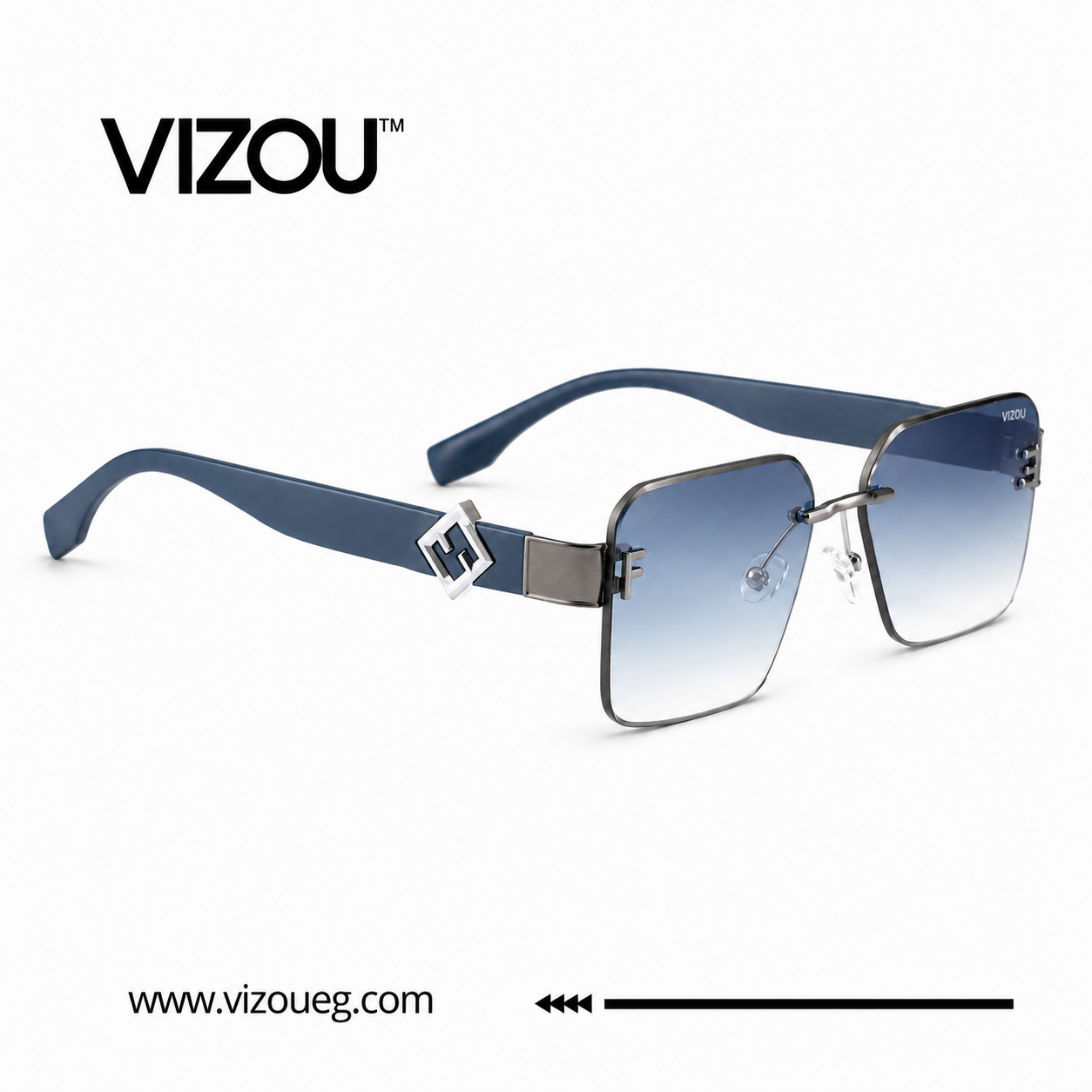 Modern Rimless Elegance with Gradient Blue Lenses Main image