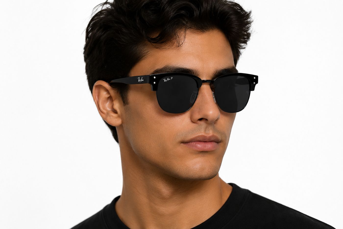 Classic black sunglasses with a sleek semi-rim design