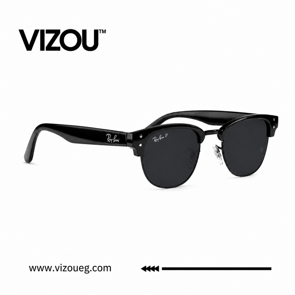Classic black sunglasses with a sleek semi-rim design Main image