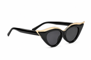 Elegant cat-eye sunglasses featuring a glossy black frame