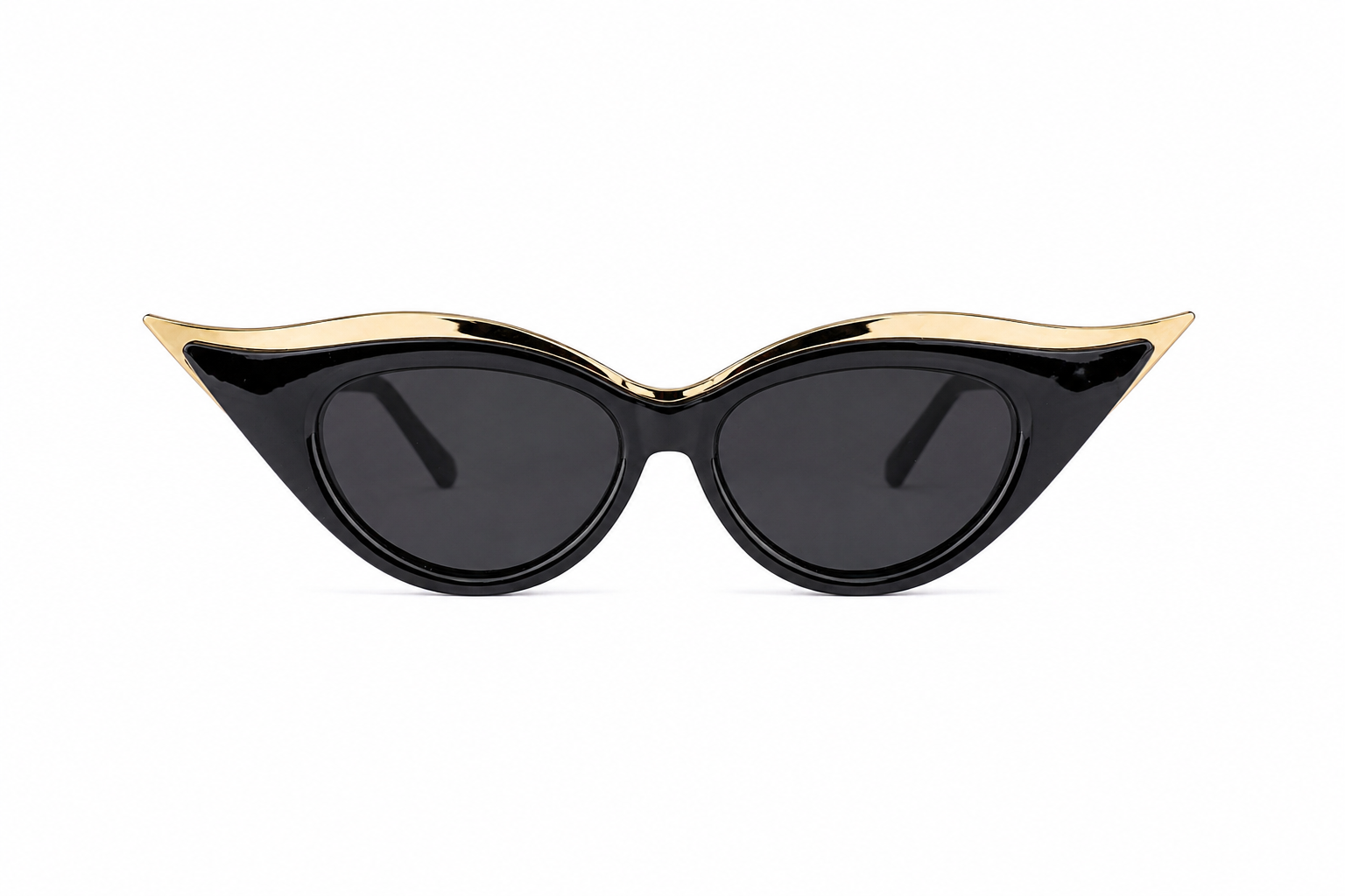 Elegant cat-eye sunglasses featuring a glossy black frame Secondary image