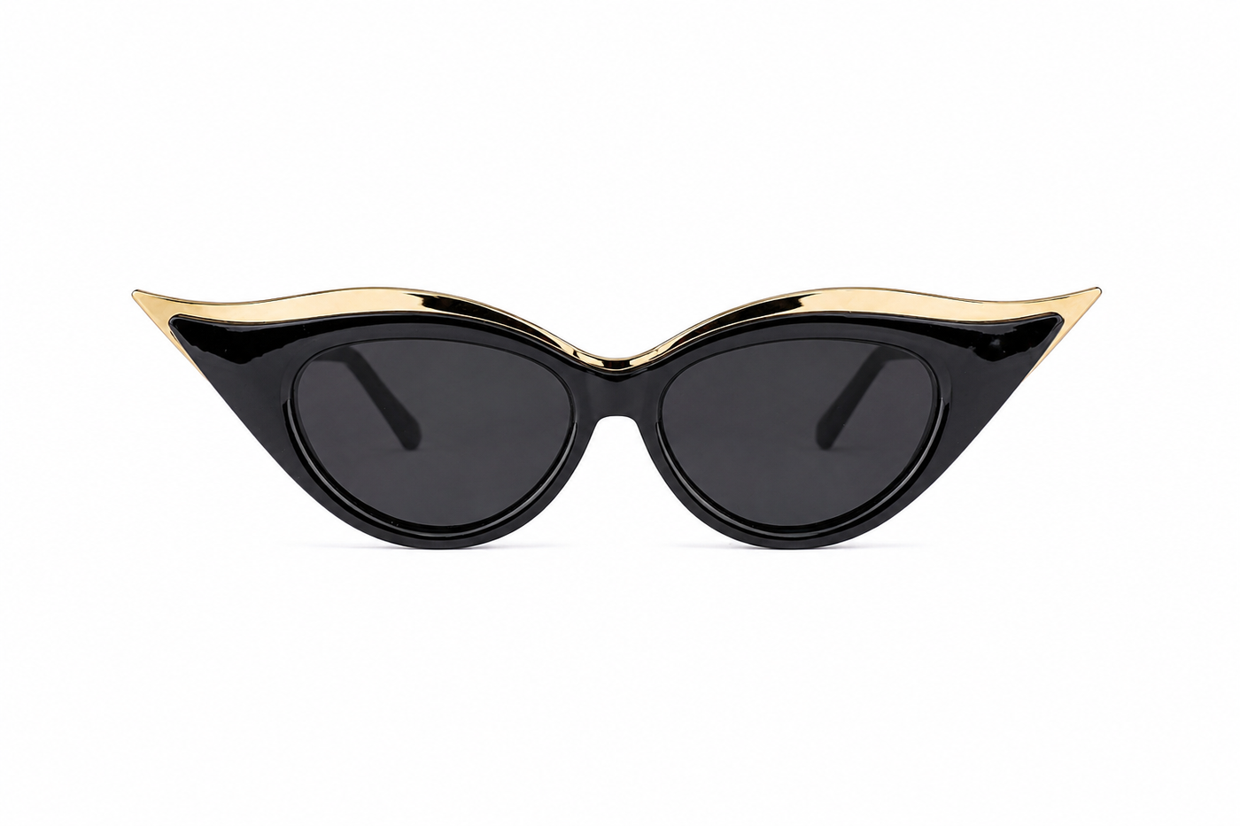 Elegant cat-eye sunglasses featuring a glossy black frame