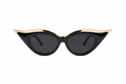 Elegant cat-eye sunglasses featuring a glossy black frame