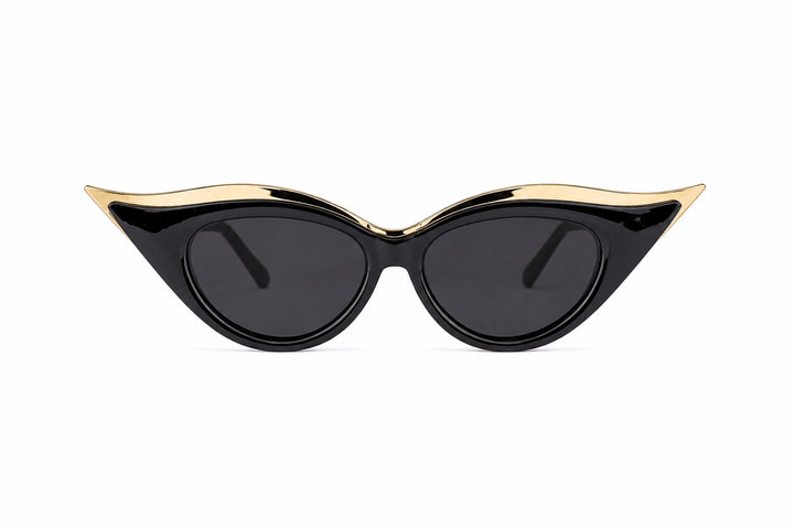 Elegant cat-eye sunglasses featuring a glossy black frame