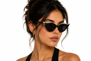 Elegant cat-eye sunglasses featuring a glossy black frame