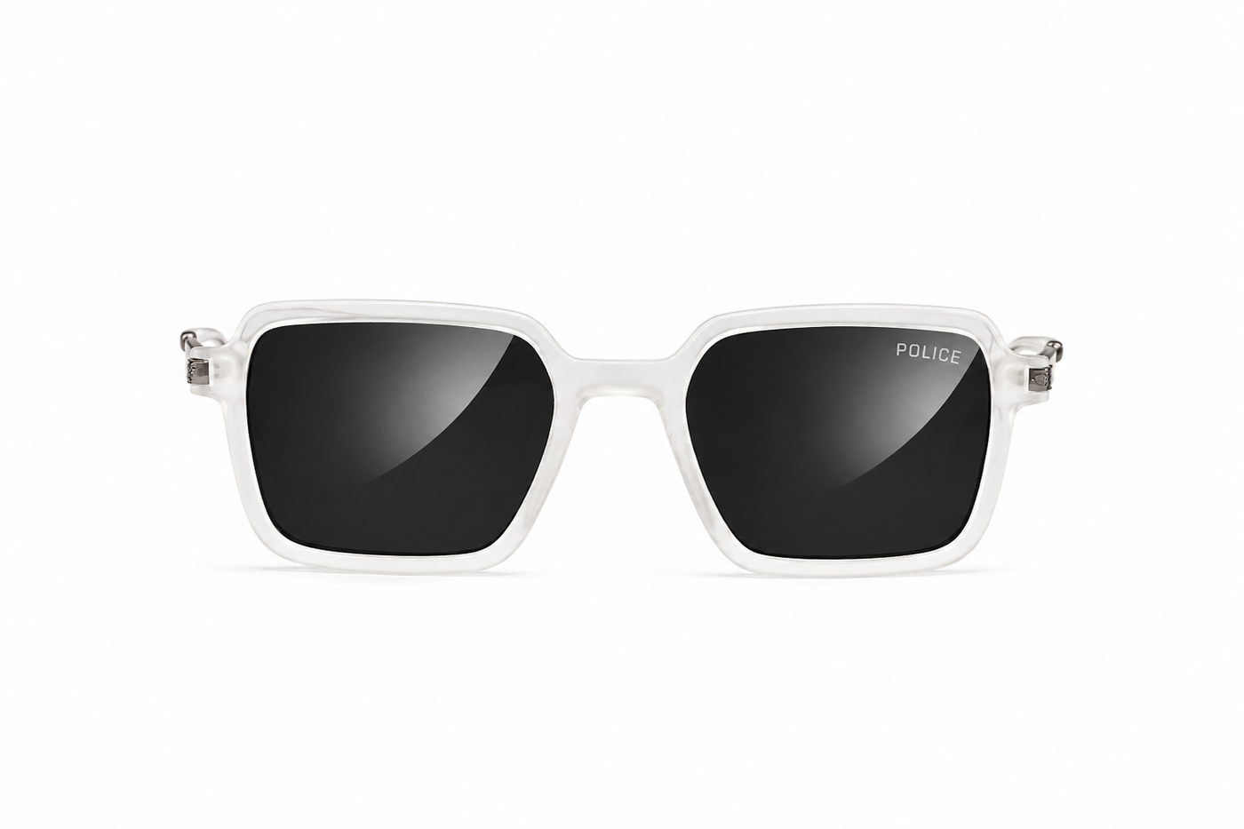 Arctic Noir – Crystal White Square Sunglasses