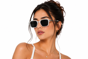 Arctic Noir – Crystal White Square Sunglasses