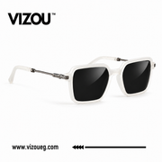 Arctic Noir – Crystal White Square Sunglasses