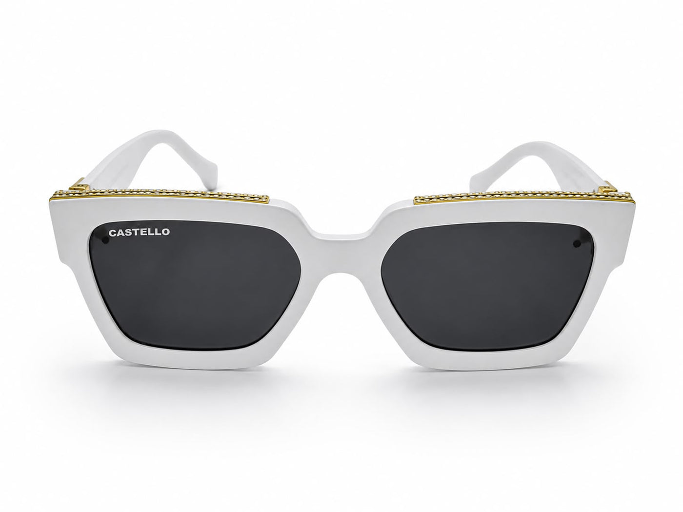 Luxury Square Frame Eyeglasses – Glossy white Gold Edition VZ-092
