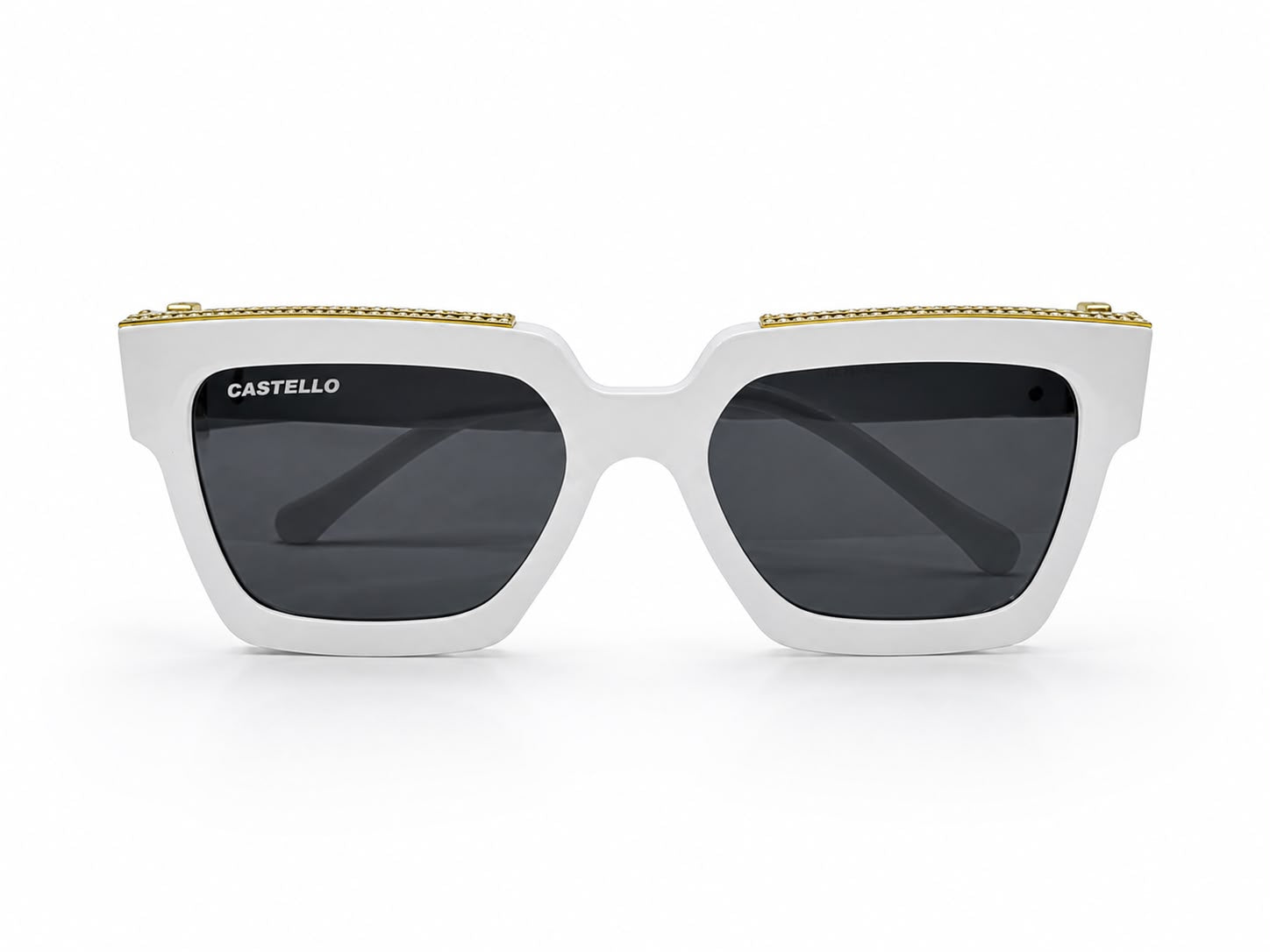 Luxury Square Frame Eyeglasses – Glossy white Gold Edition VZ-092 Secondary image