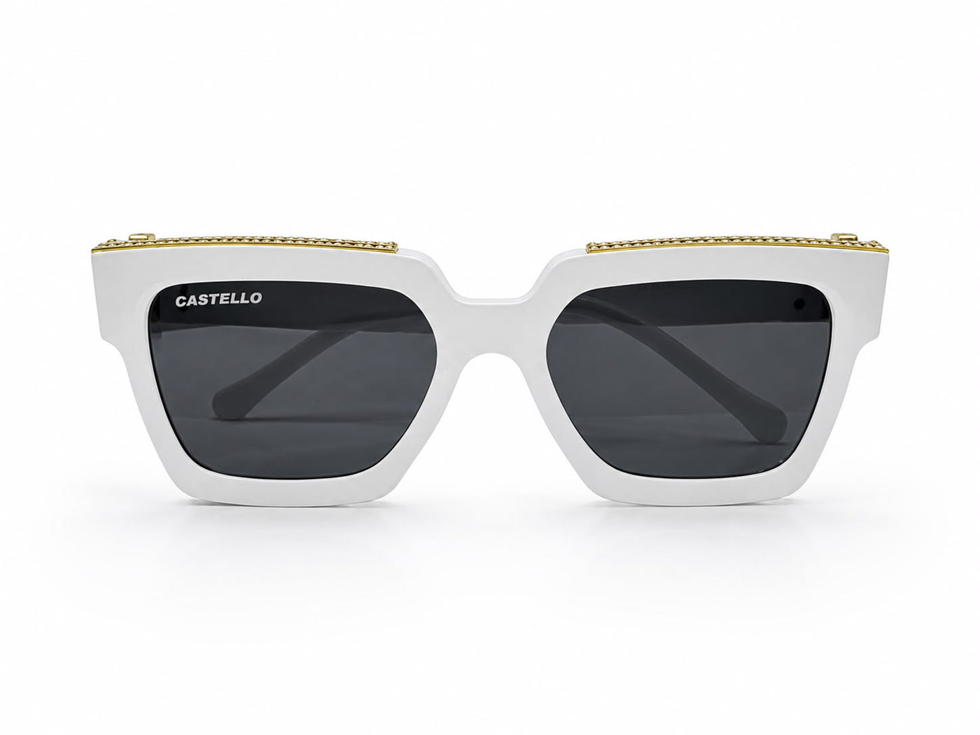 Luxury Square Frame Eyeglasses – Glossy white Gold Edition VZ-092