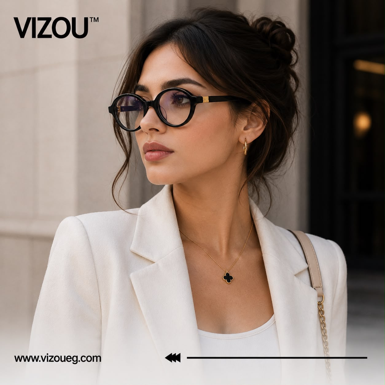 Luxury Round Sunglasses – Glossy Black Gold Accent Edition VZ-162