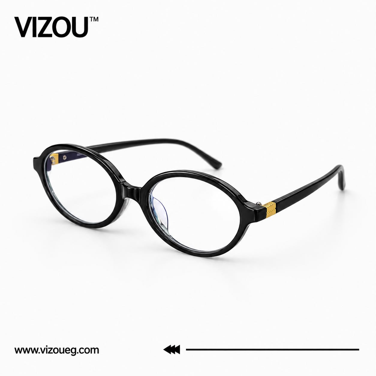 Luxury Round Sunglasses – Glossy Black Gold Accent Edition VZ-162