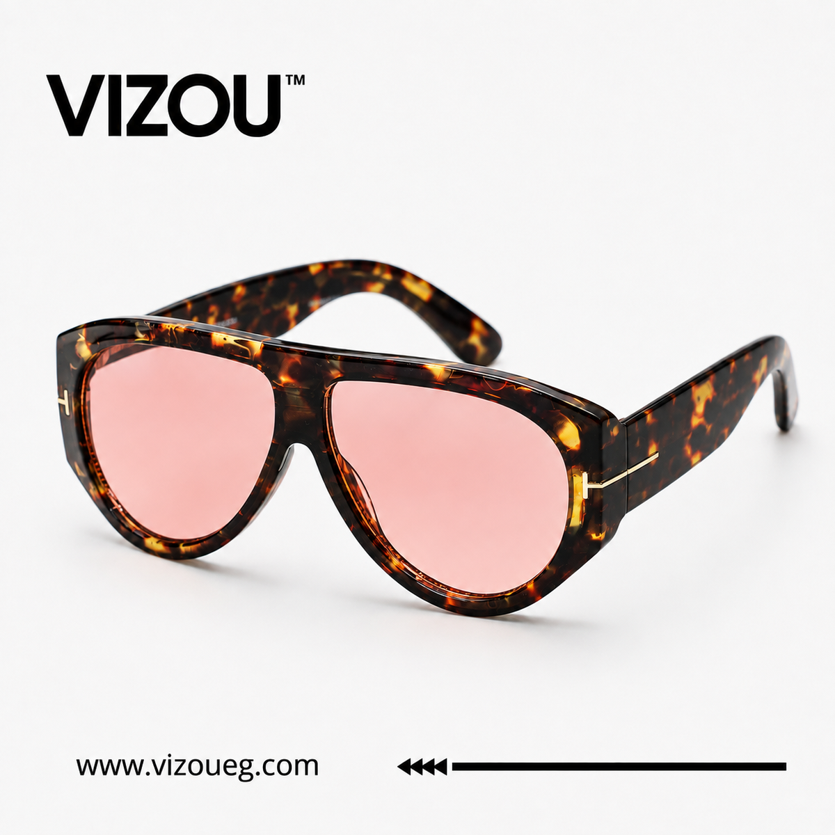 Luxury Oversized Aviator Sunglasses – Tortoise Rose Edition VZ-041 Main image