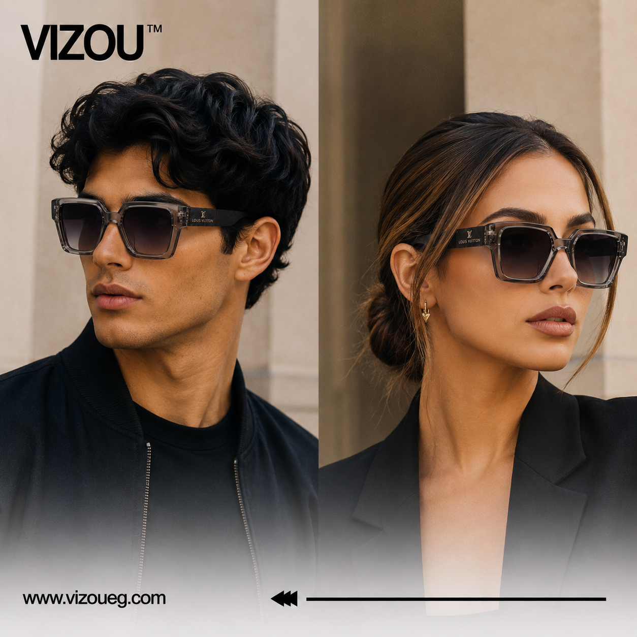 Luxury Oversized Square Sunglasses – Transparent Smoke Gradient Edition VZ-149 Secondary image