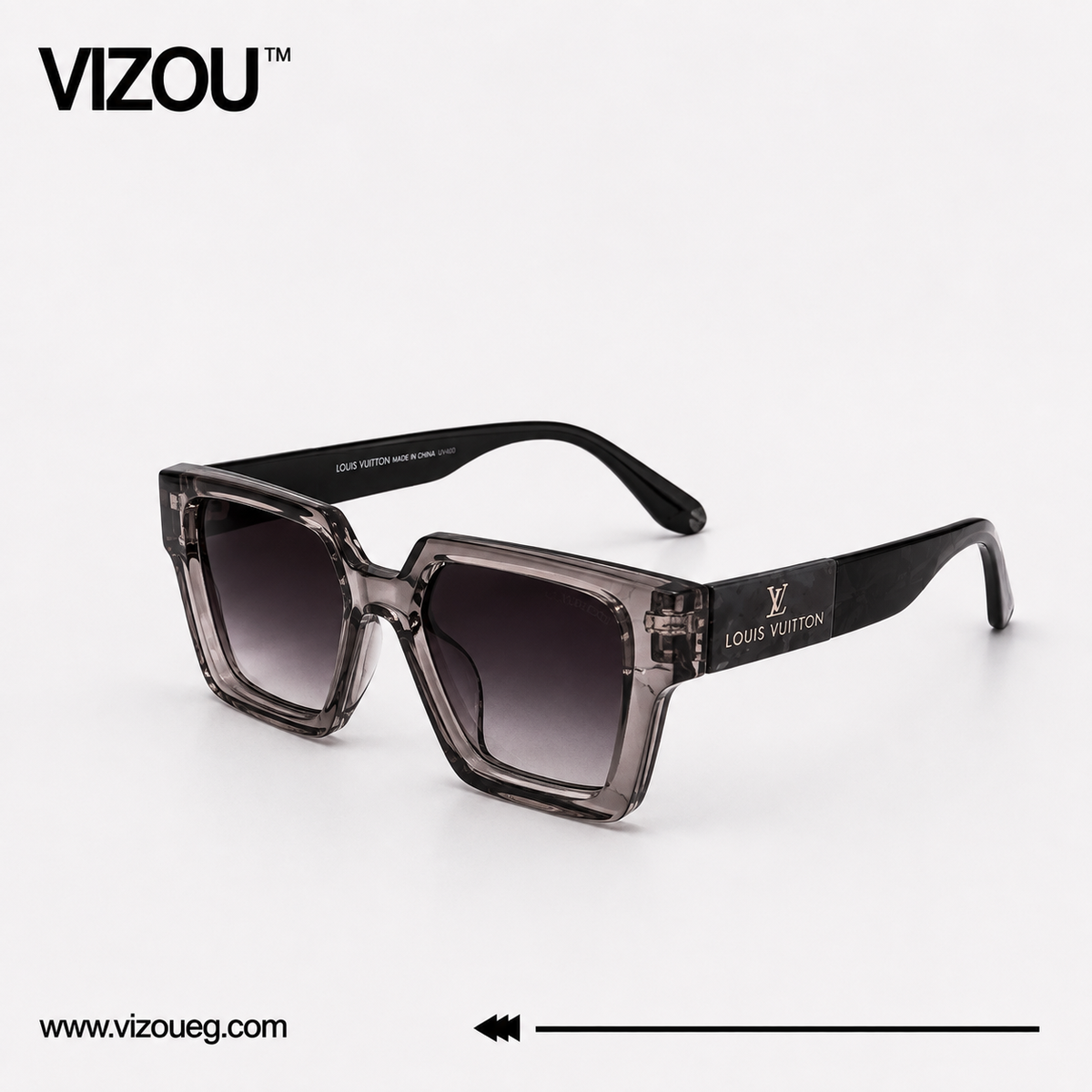 Luxury Oversized Square Sunglasses – Transparent Smoke Gradient Edition VZ-149 Main image