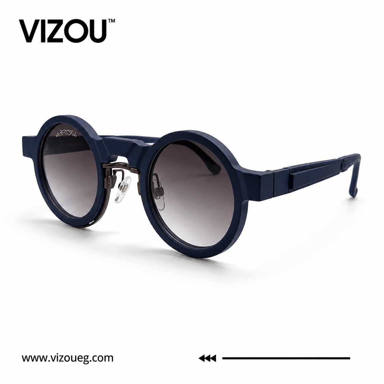 Luxury Round Frame Sunglasses – Navy Blue Gradient Edition VZ-139