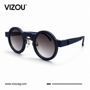 Luxury Round Frame Sunglasses – Navy Blue Gradient Edition VZ-139
