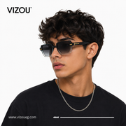 Luxury Square Sunglasses – Black Crystal Gold Edition VZ-131