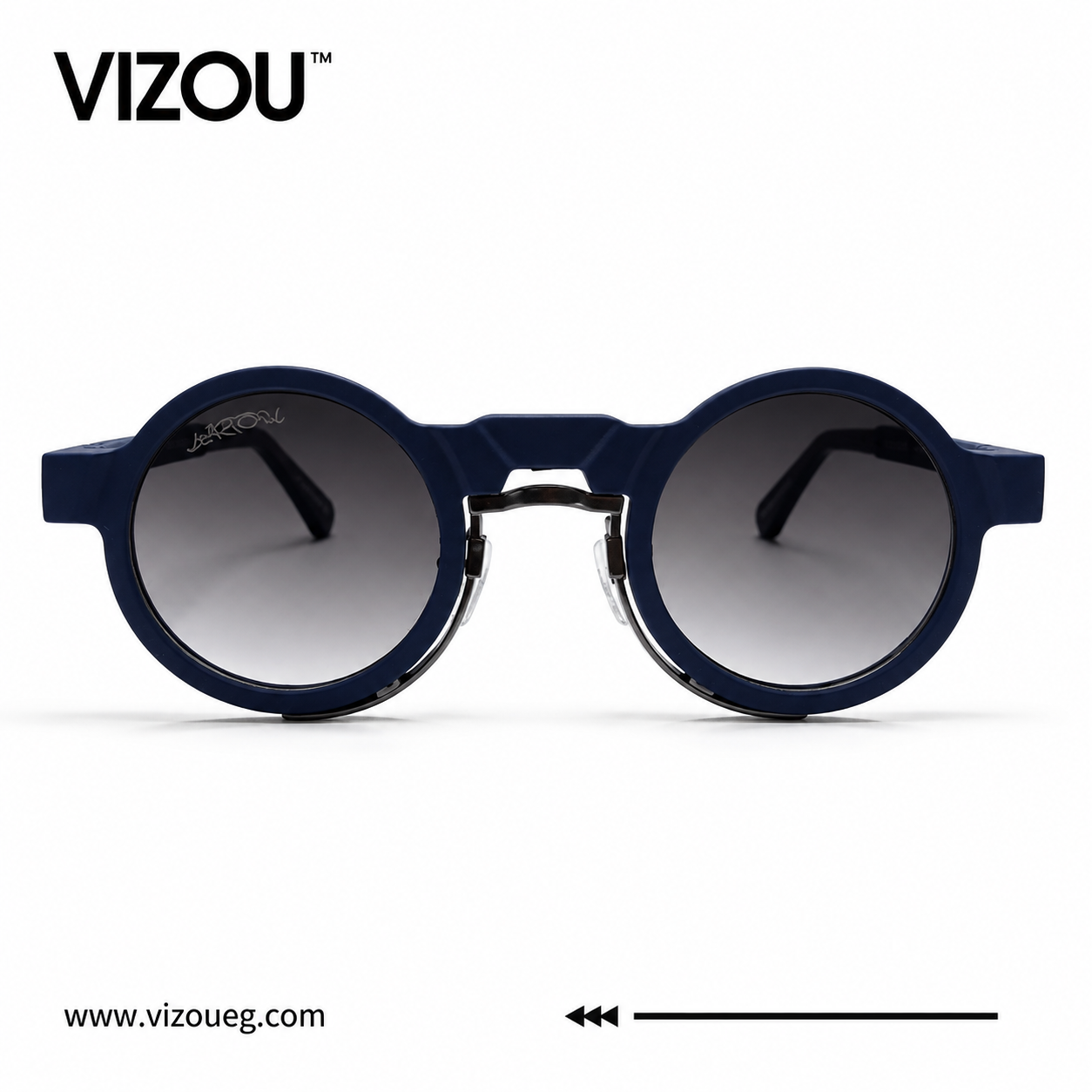 Luxury Round Frame Sunglasses – Navy Blue Gradient Edition VZ-139