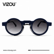 Luxury Round Frame Sunglasses – Navy Blue Gradient Edition VZ-139