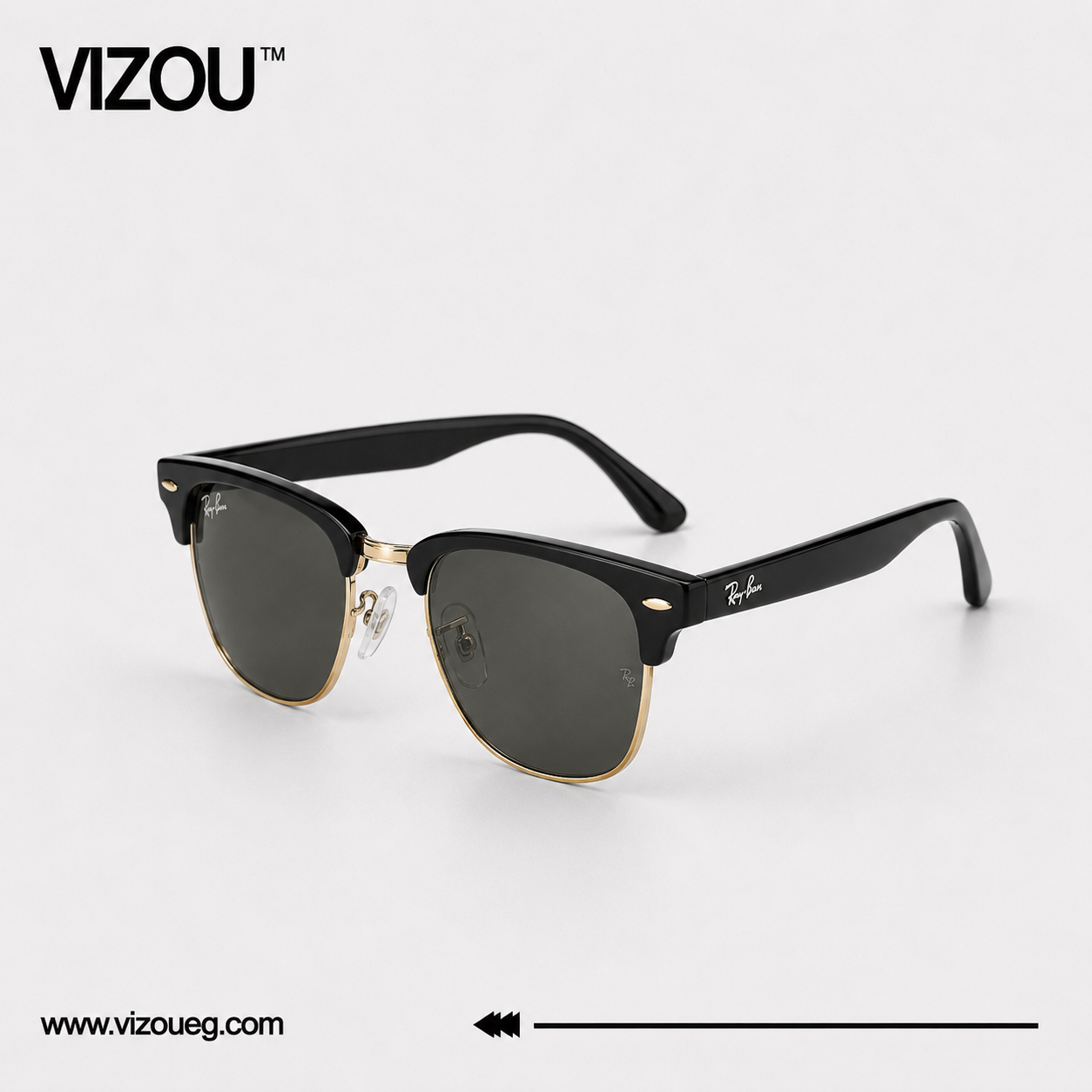 Luxury Browline Sunglasses – Glossy Black Gold Edition VZ-150