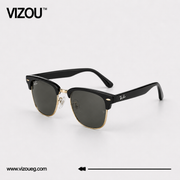 Luxury Browline Sunglasses – Glossy Black Gold Edition VZ-150
