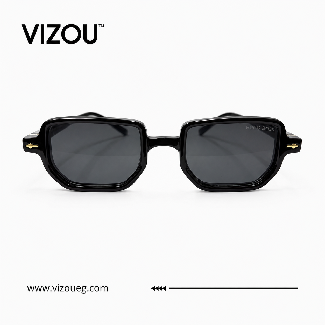 Luxury Oversized Square Sunglasses – Glossy Black Gold Edition VZ-130