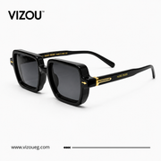 Luxury Oversized Square Sunglasses – Glossy Black Gold Edition VZ-130