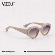 Luxury Geometric Cat-Eye Sunglasses – Soft Taupe Gradient Edition VZ-151