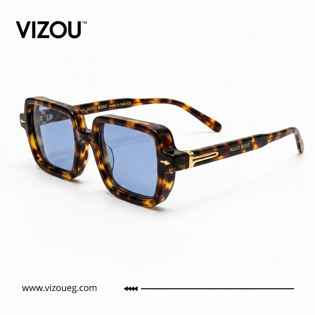 Luxury Oversized Square Sunglasses – Tortoiseshell Blue Lens Edition VZ-128