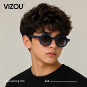 Luxury Round Frame Sunglasses – Navy Blue Gradient Edition VZ-139
