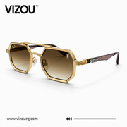 Luxury Geometric Aviator Sunglasses – Gold Brown Gradient Edition VZ-142