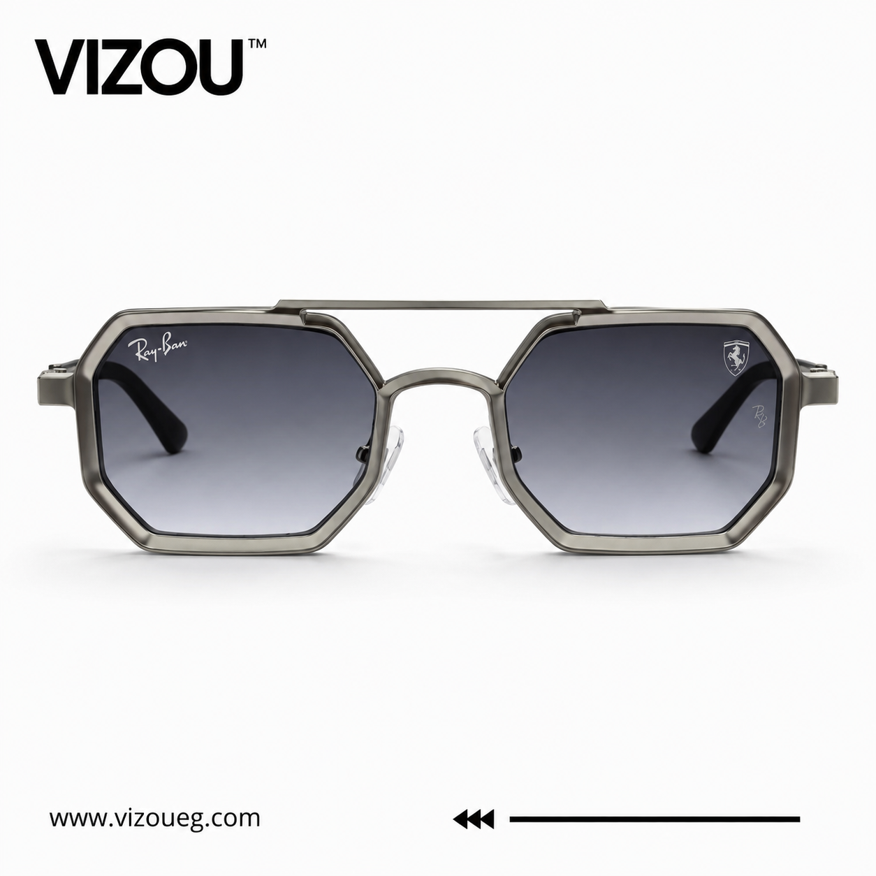 Luxury Geometric Aviator Sunglasses – Gunmetal Smoke Gradient Edition VZ-143