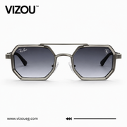 Luxury Geometric Aviator Sunglasses – Gunmetal Smoke Gradient Edition VZ-143
