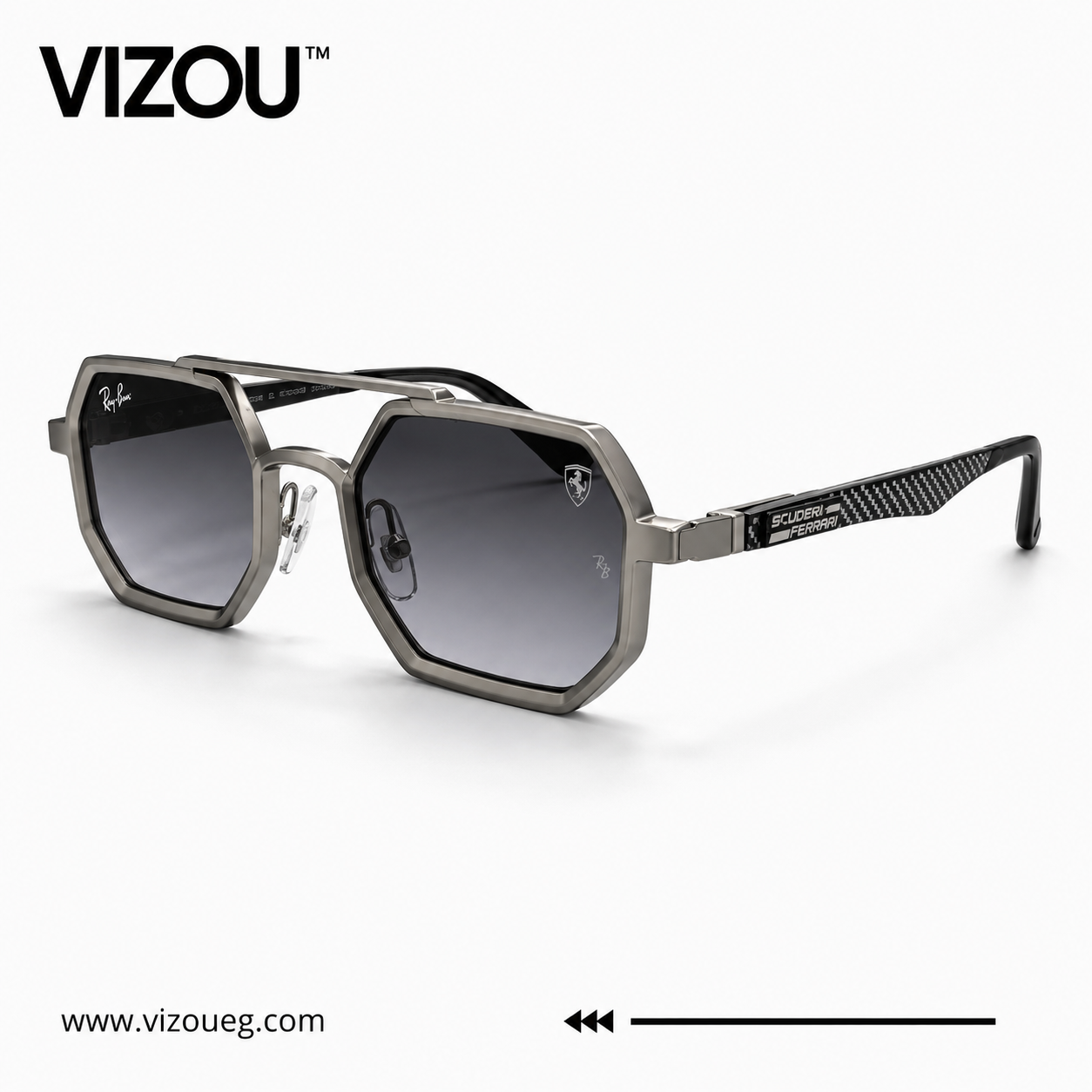 Luxury Geometric Aviator Sunglasses – Gunmetal Smoke Gradient Edition VZ-143