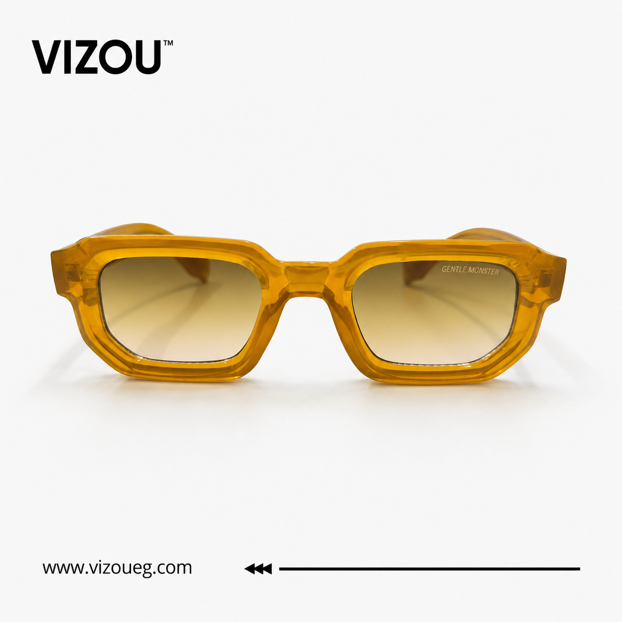 Luxury Geometric Square Sunglasses – Transparent Amber Gradient Edition VZ-122