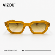 Luxury Geometric Square Sunglasses – Transparent Amber Gradient Edition VZ-122