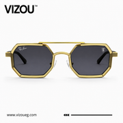 Luxury Geometric Aviator Sunglasses – Gold Smoke Carbon Edition VZ-144