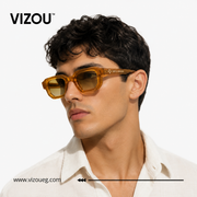 Luxury Geometric Square Sunglasses – Transparent Amber Gradient Edition VZ-122