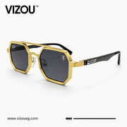 Luxury Geometric Aviator Sunglasses – Gold Smoke Carbon Edition VZ-144