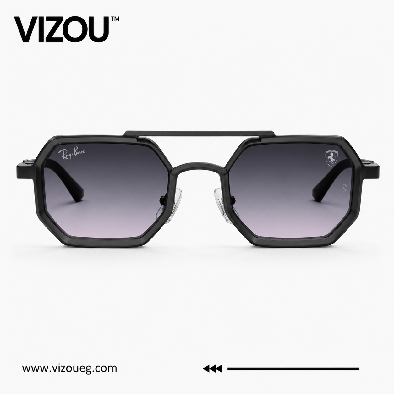 Luxury Geometric Aviator Sunglasses – Matte Black Smoke Gradient Edition VZ-145 Secondary image