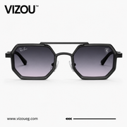 Luxury Geometric Aviator Sunglasses – Matte Black Smoke Gradient Edition VZ-145