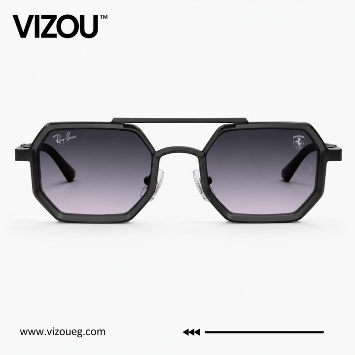 Luxury Geometric Aviator Sunglasses – Matte Black Smoke Gradient Edition VZ-145
