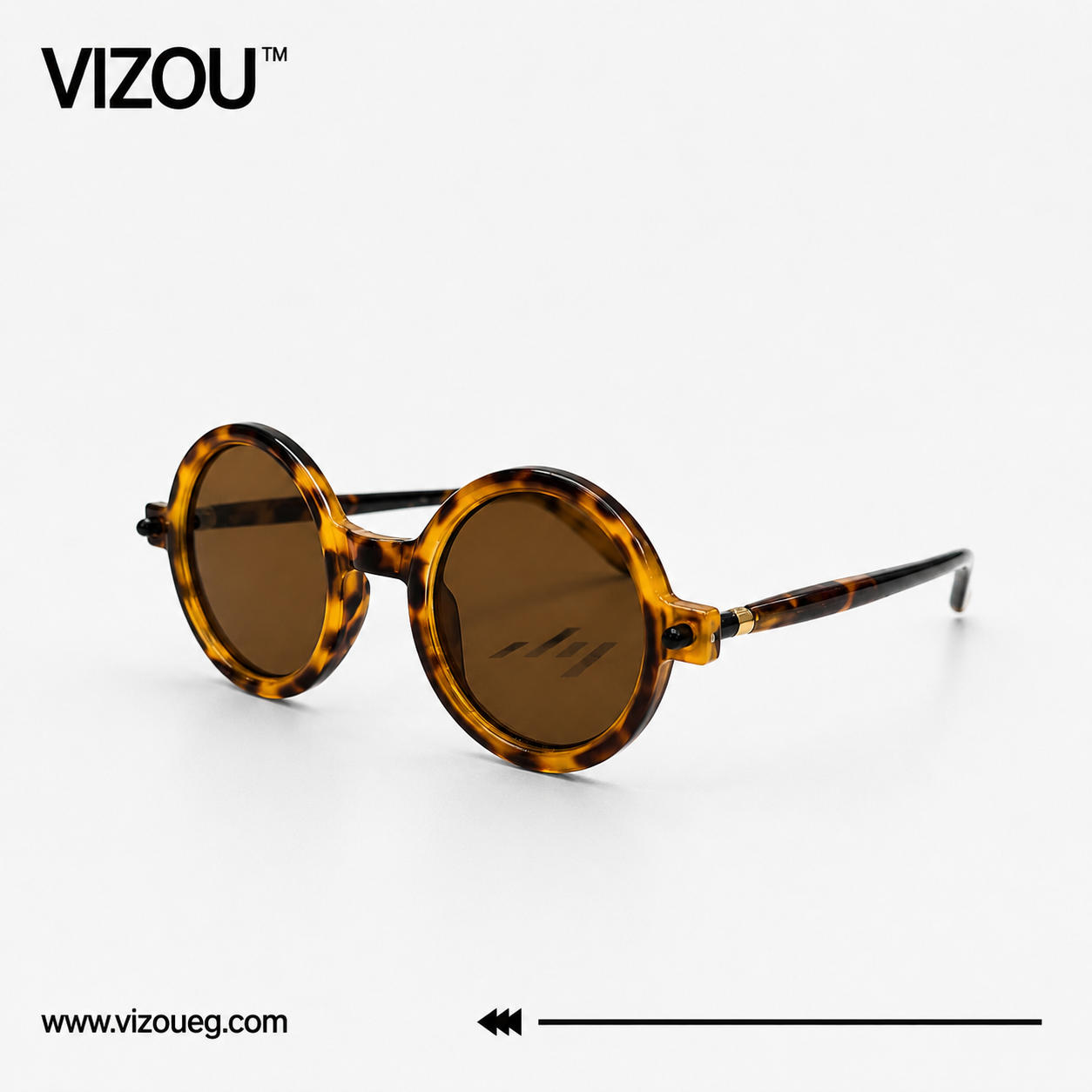 Luxury Round Frame Sunglasses – Amber Tortoiseshell Brown Edition VZ-156