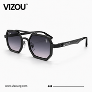 Luxury Geometric Aviator Sunglasses – Matte Black Smoke Gradient Edition VZ-145