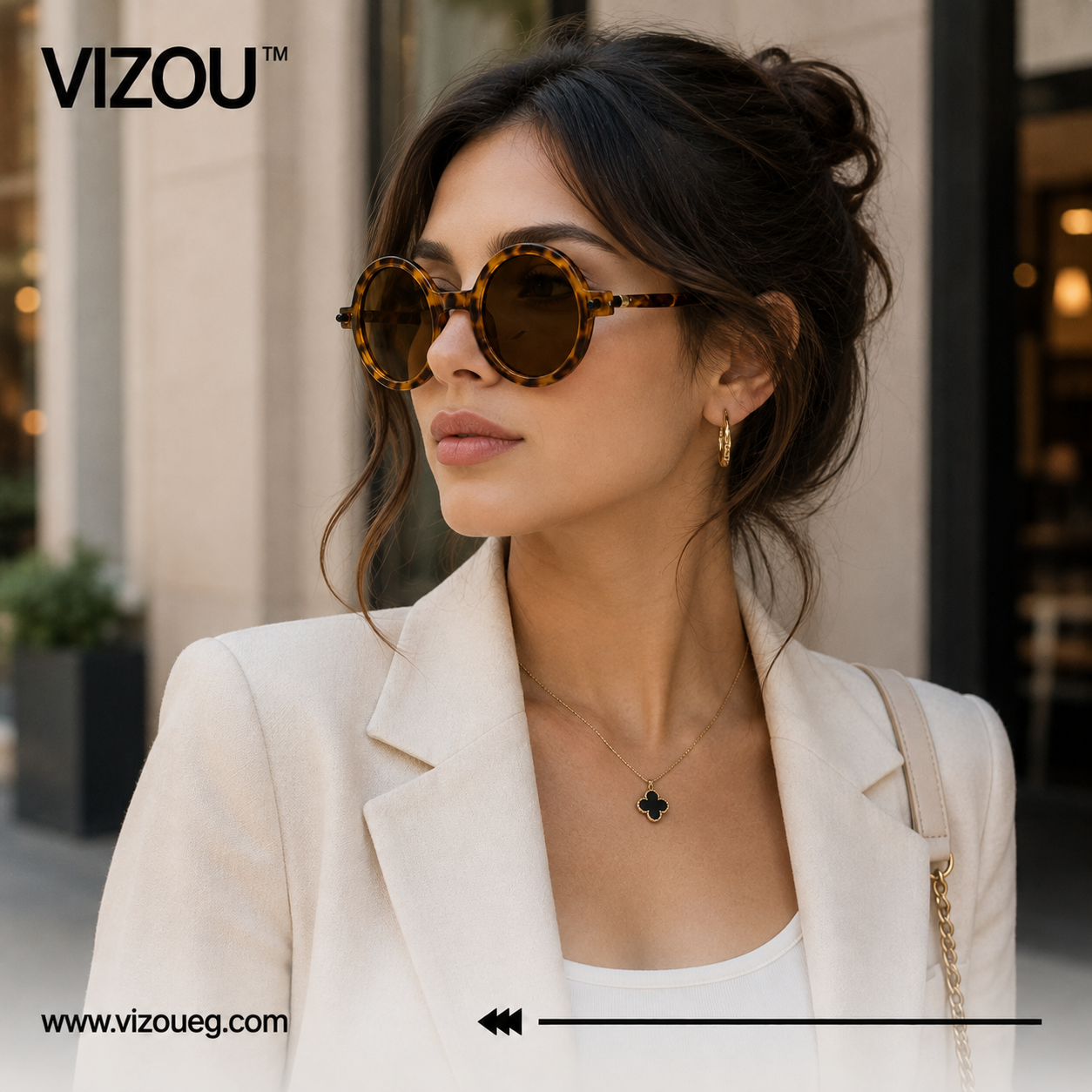 Luxury Round Frame Sunglasses – Amber Tortoiseshell Brown Edition VZ-156