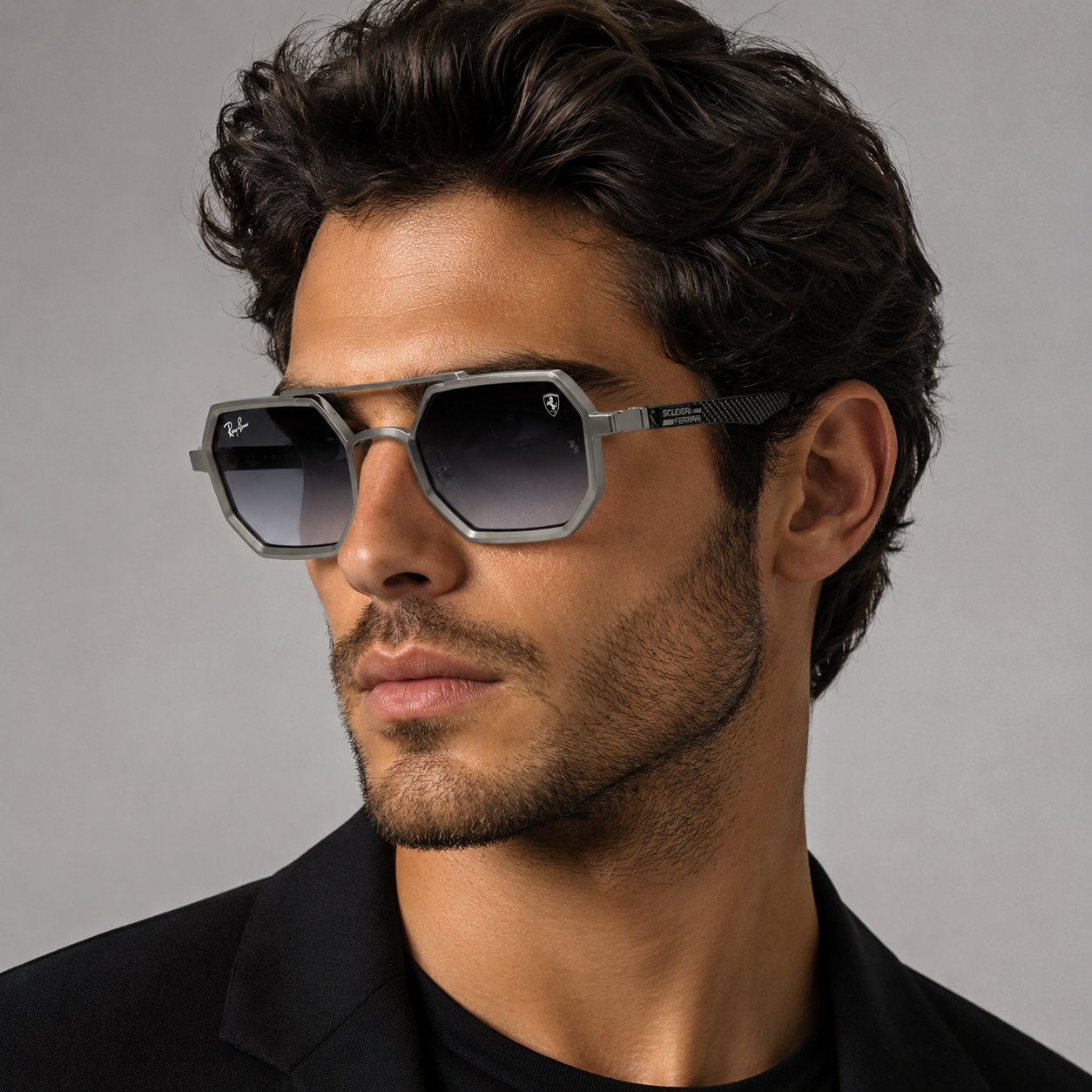 Luxury Geometric Aviator Sunglasses – Gunmetal Smoke Gradient Edition VZ-143