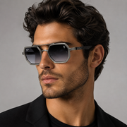 Luxury Geometric Aviator Sunglasses – Gunmetal Smoke Gradient Edition VZ-143